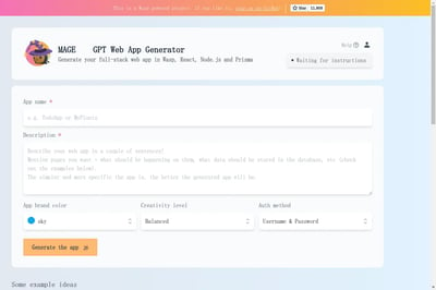 MAGE GPT Web App Generator ❨ MageGPT preview